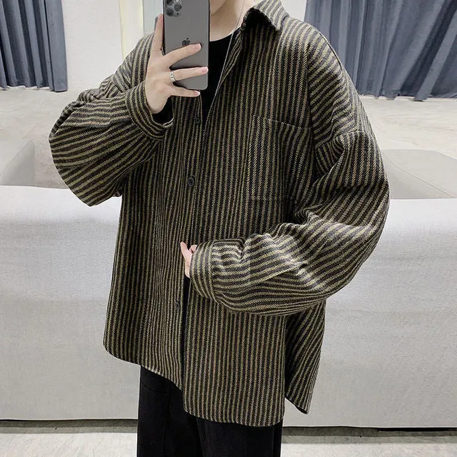 Aidase Simple Retro Check Jacket Tide Boy Japanese Street Autumn And Winter Wild Plaid Jacket Thick Shirt