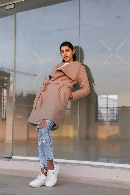 Annalise Wool Wrap Overcoat - Camel Colour