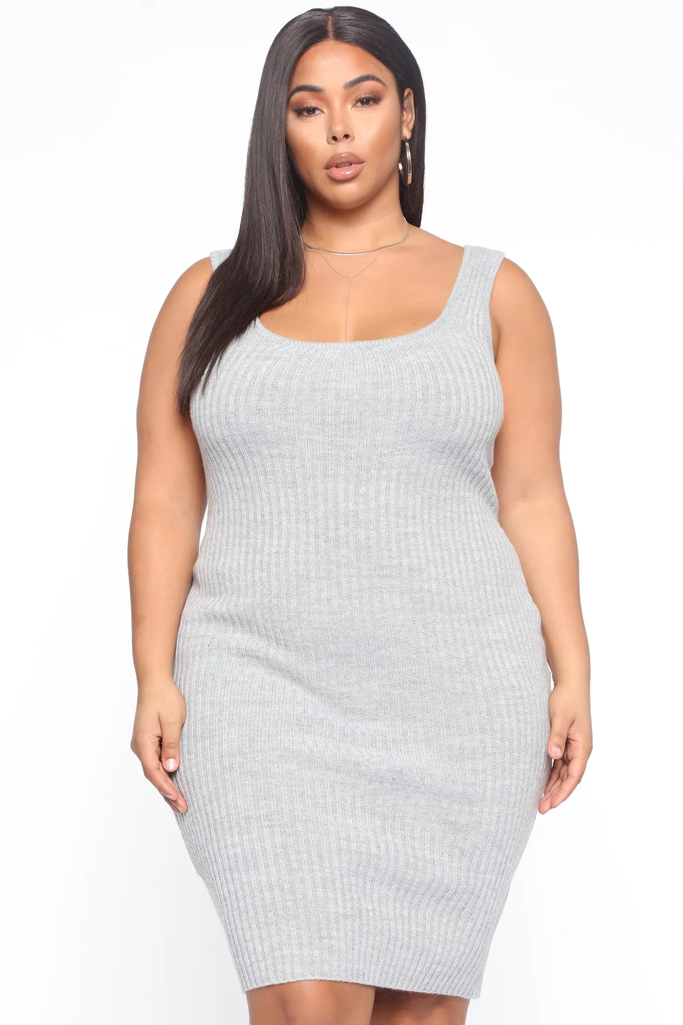 Another Day Midi Sweater Dress - Heather Grey