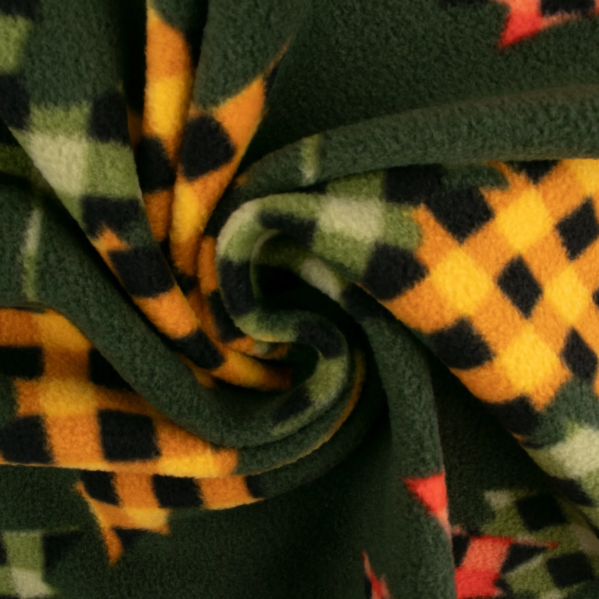 Anti-Pill Fleece Print - SLIPPY - Maple leaf plaids - Yellow