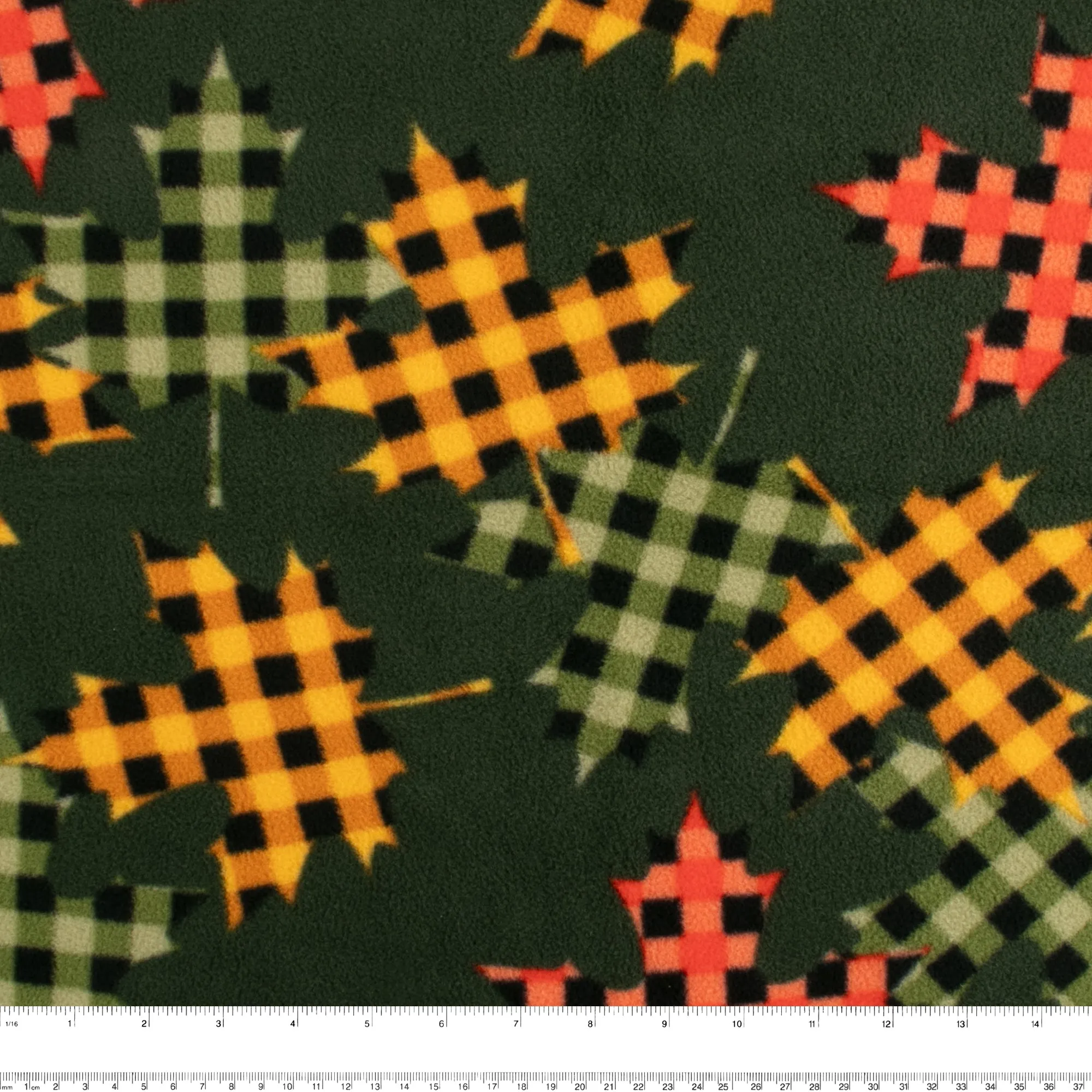 Anti-Pill Fleece Print - SLIPPY - Maple leaf plaids - Yellow