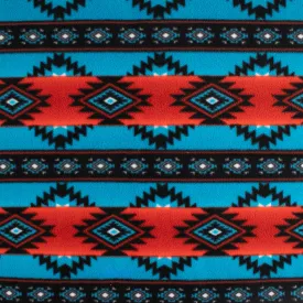 Anti-Pill Fleece Print - SLIPPY - Stripes Navajo - Blue