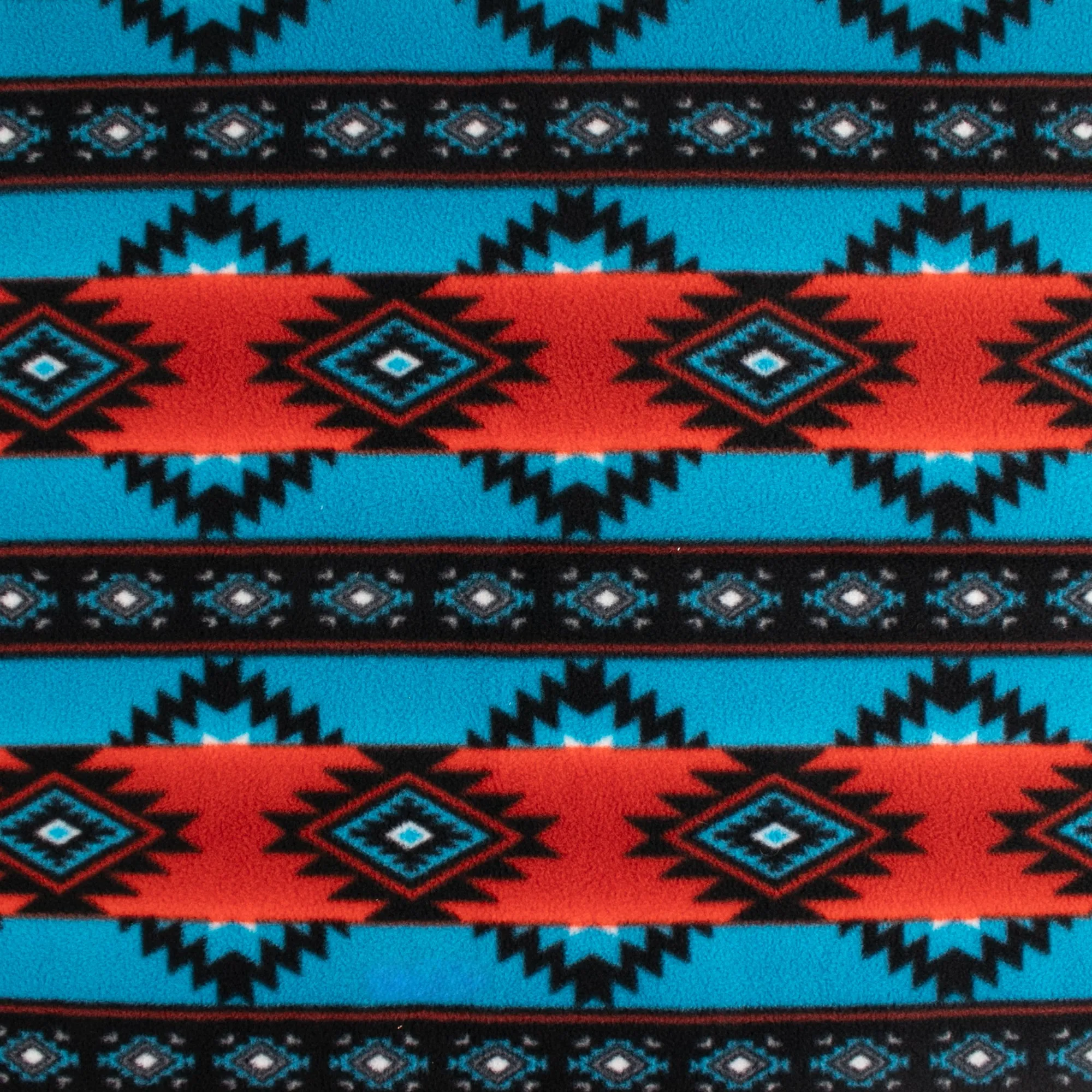 Anti-Pill Fleece Print - SLIPPY - Stripes Navajo - Blue