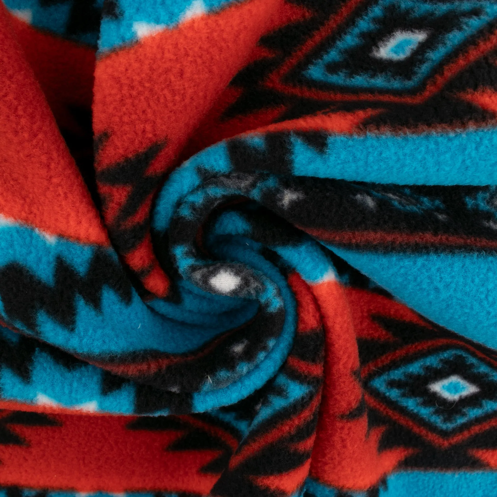 Anti-Pill Fleece Print - SLIPPY - Stripes Navajo - Blue