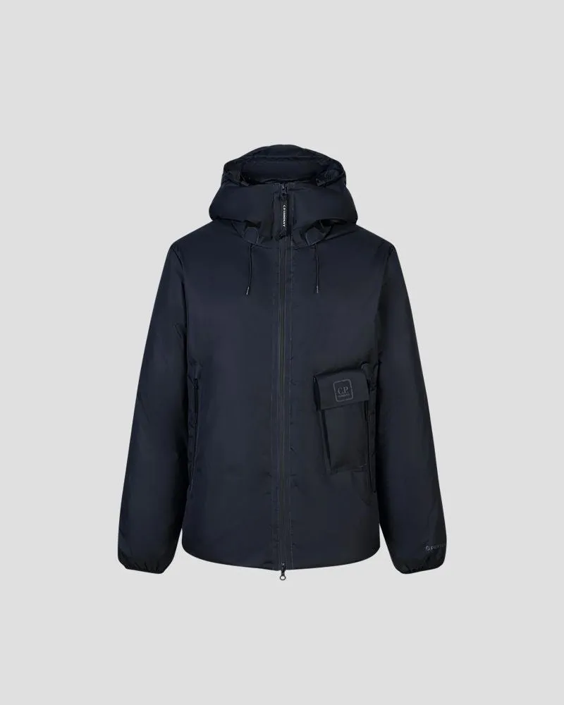 Baffled Hooded Down Jacket - Black