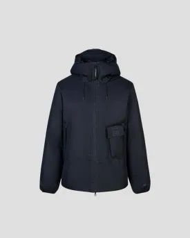 Baffled Hooded Down Jacket - Black