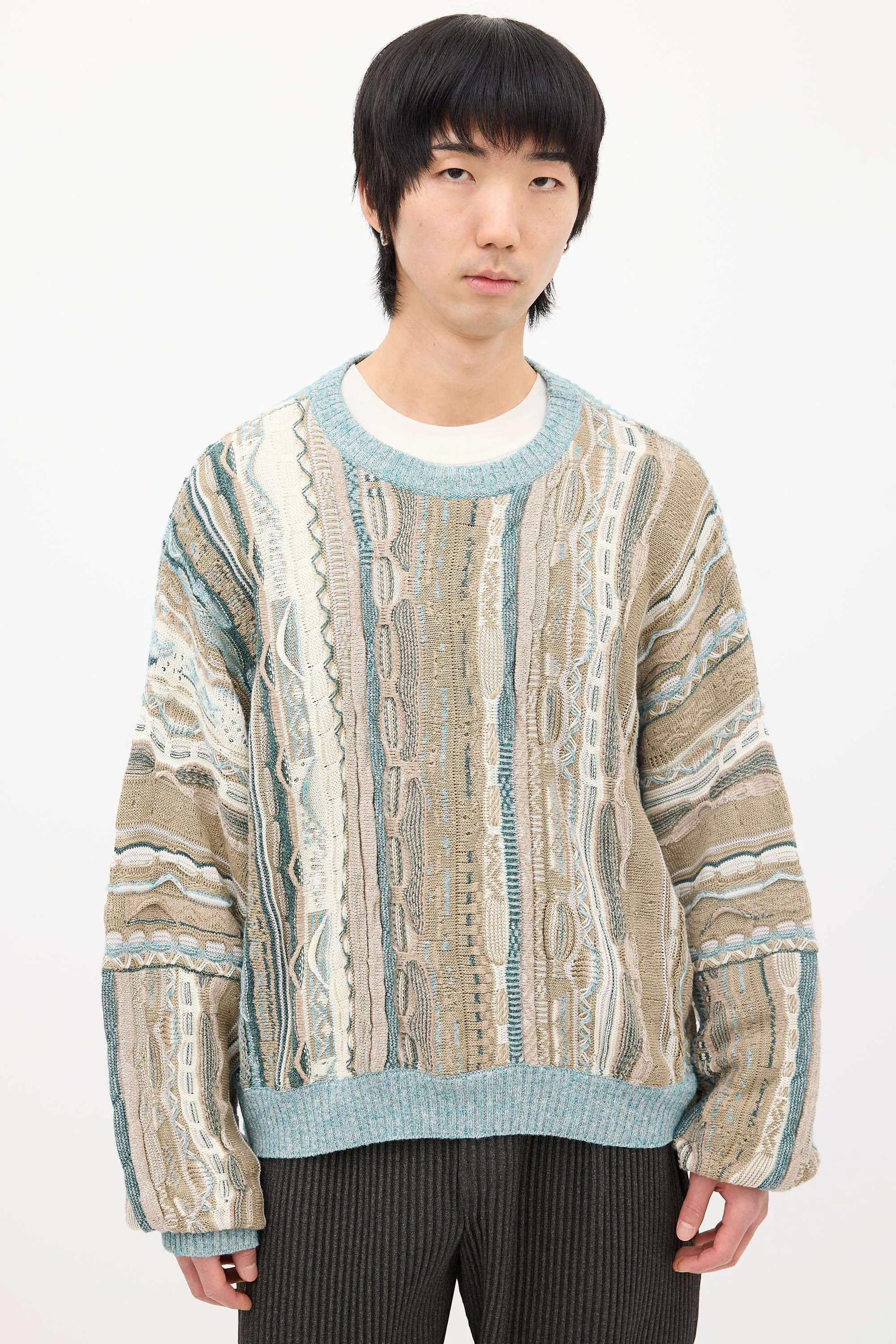 Beige & Multi Knit Patterned Sweater