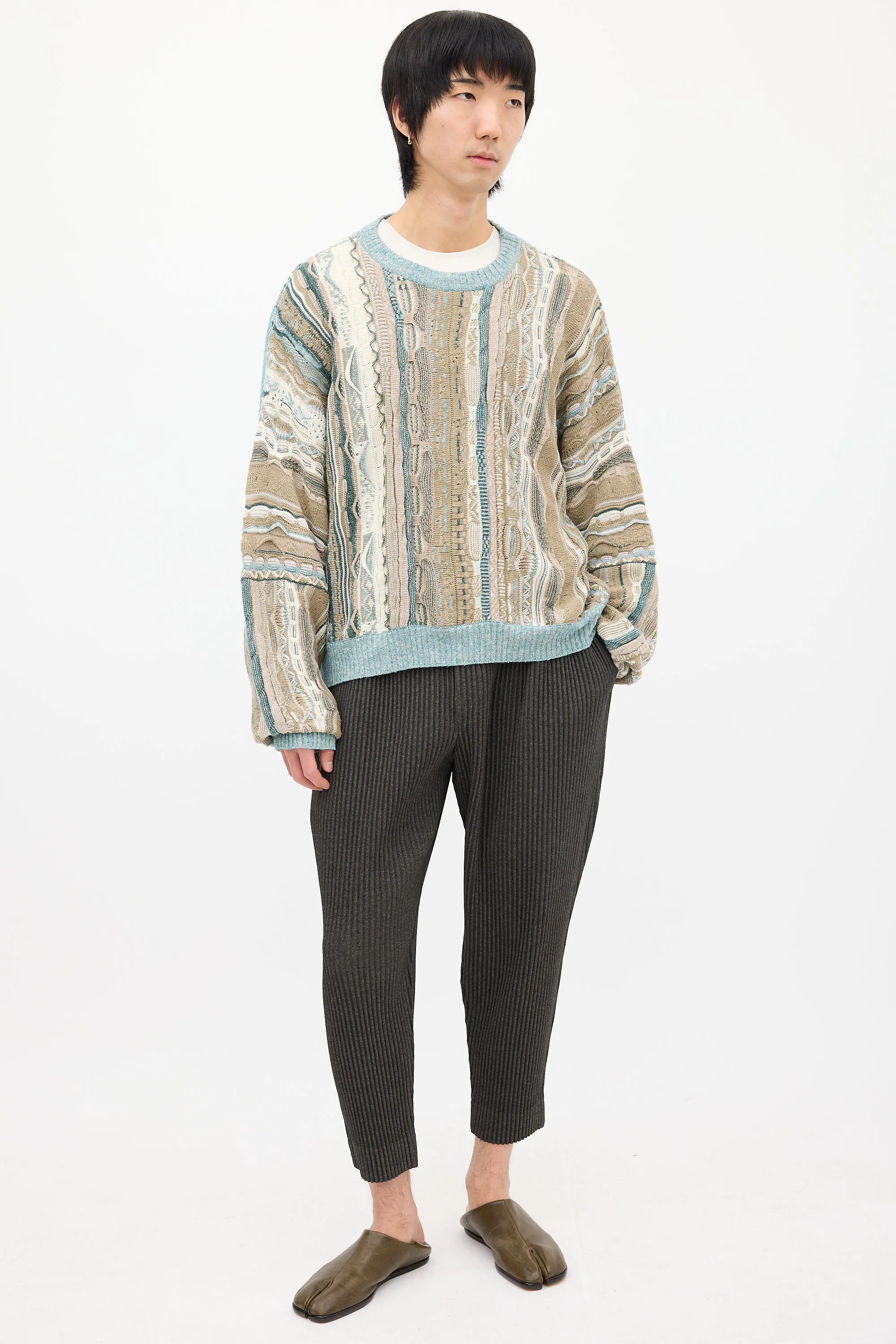 Beige & Multi Knit Patterned Sweater