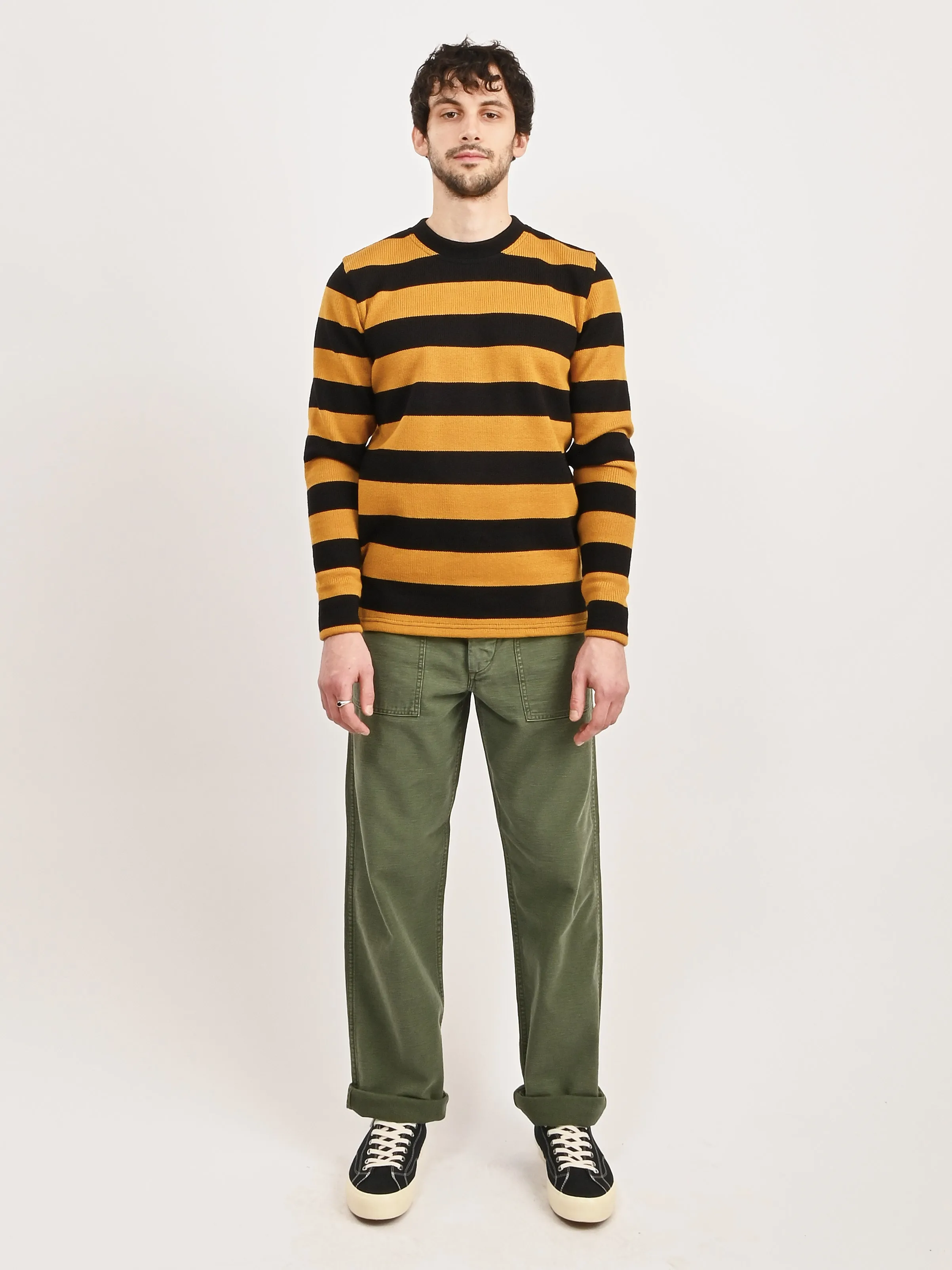 Black/Old Gold Striped Crew