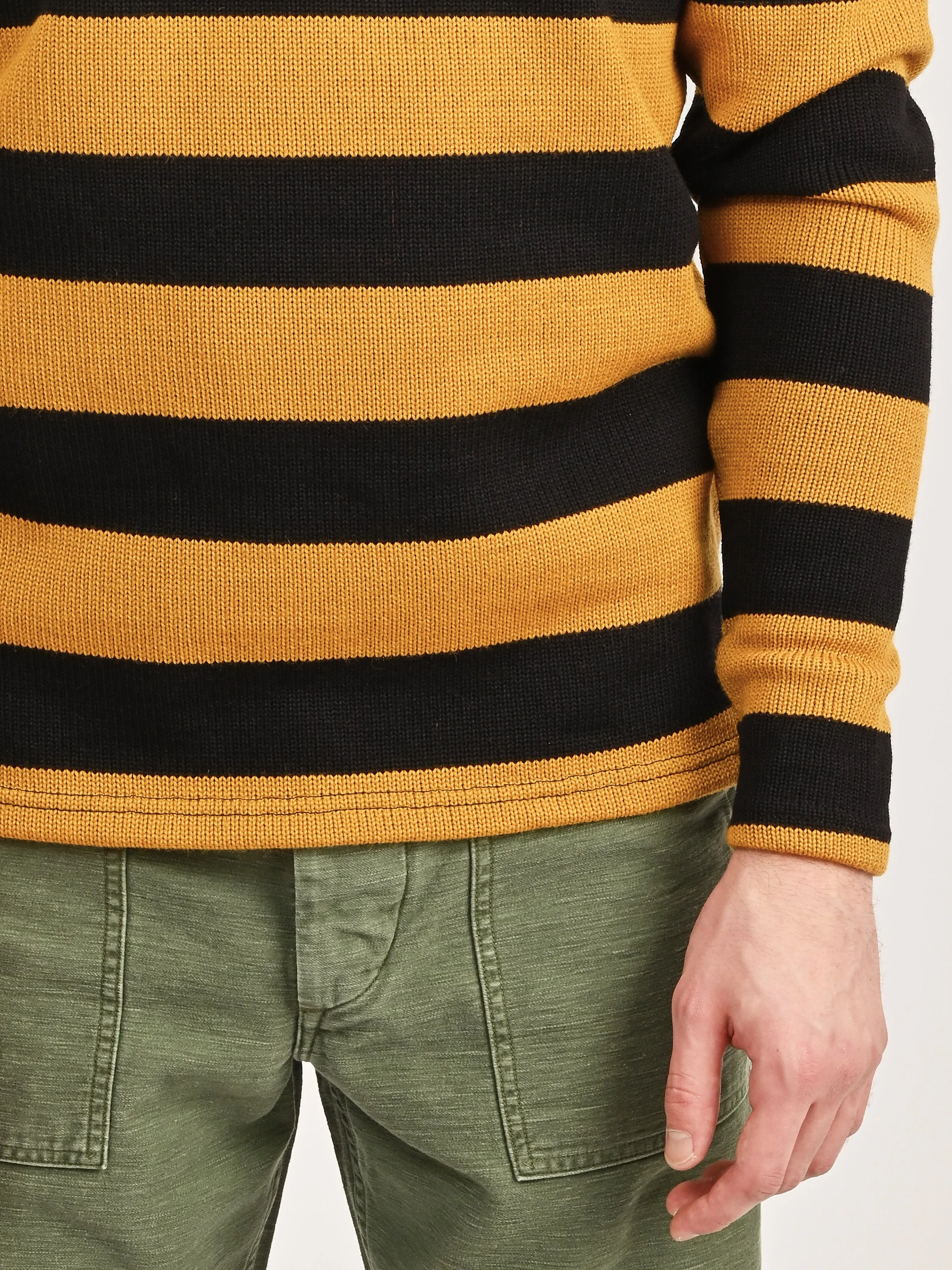 Black/Old Gold Striped Crew