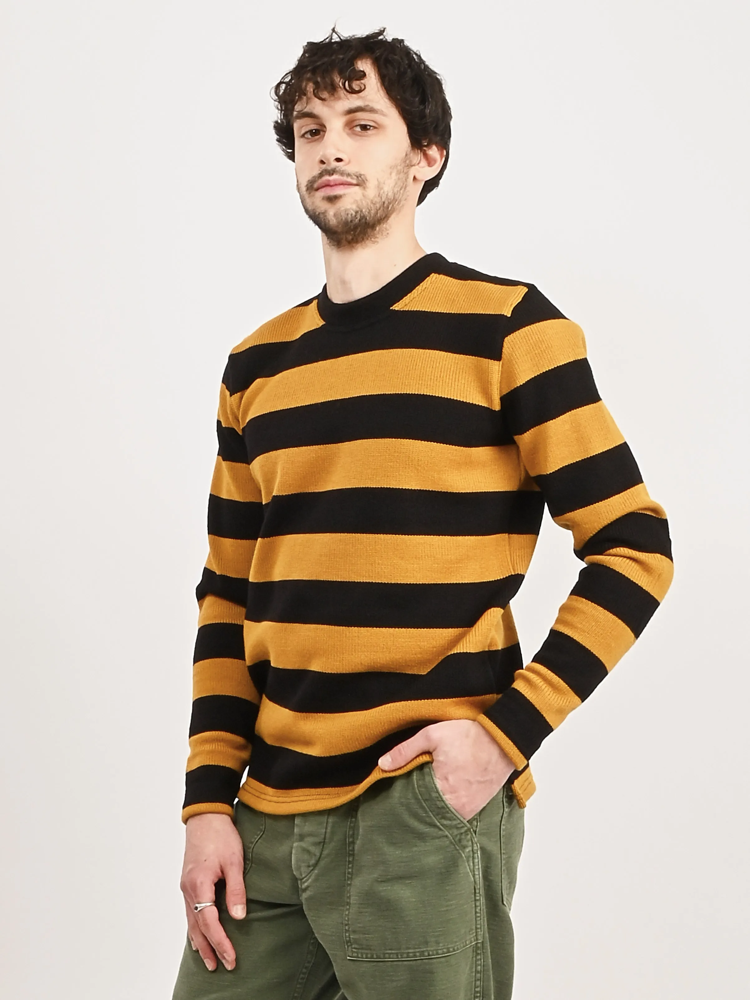 Black/Old Gold Striped Crew