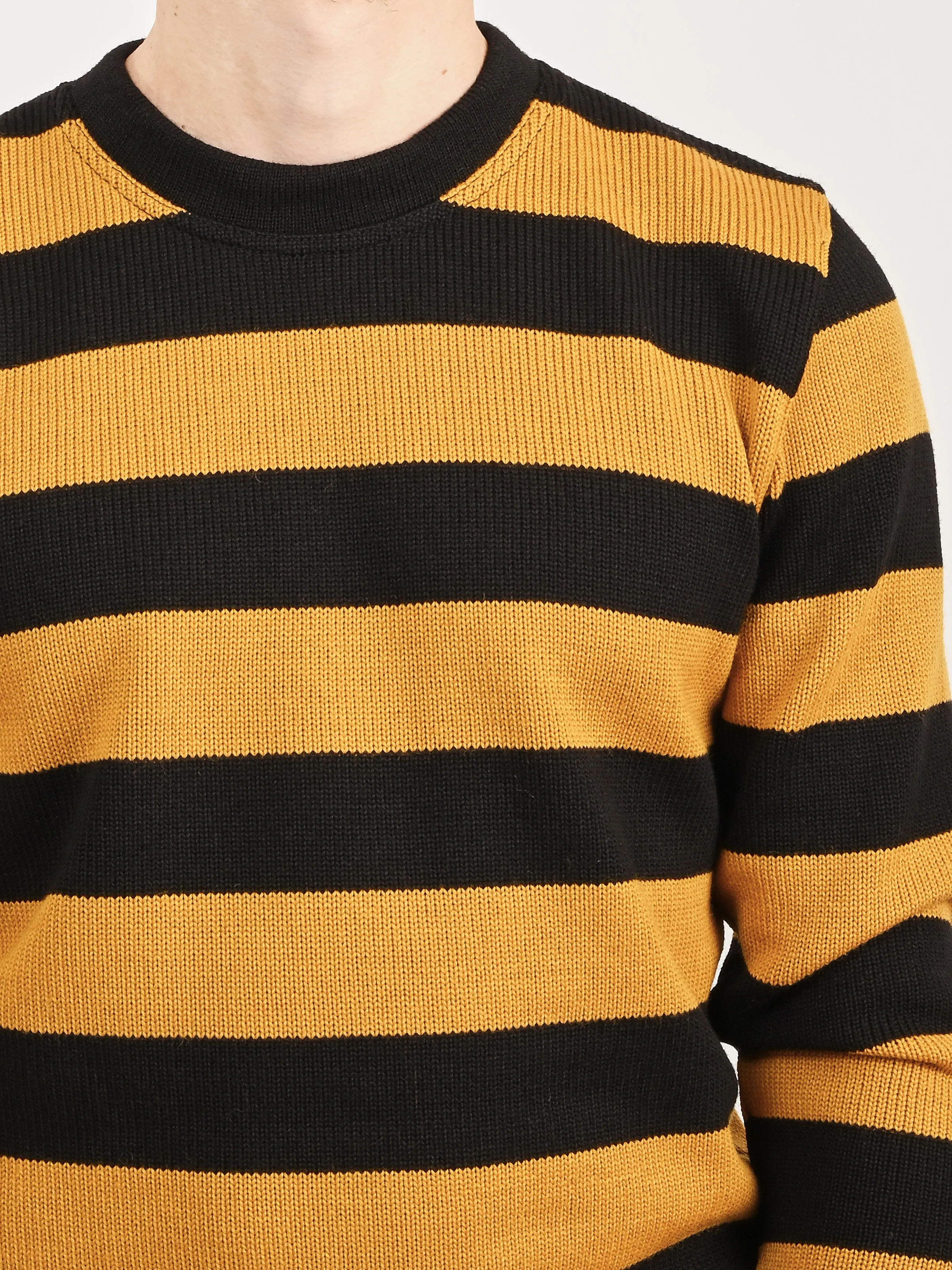 Black/Old Gold Striped Crew