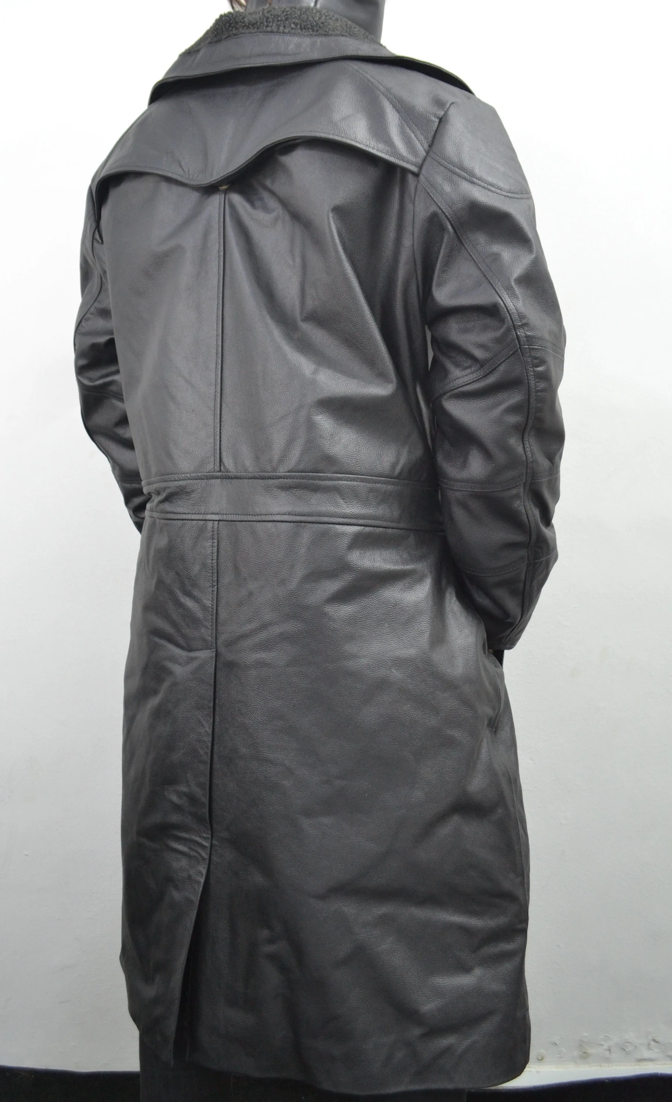 Blade Runner 2049 Ryan Gosling Officer K Black Shearling Leather Long Coat