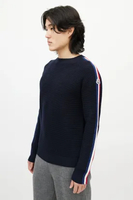 Blue & Multicolour Wool Striped Knit Sweater