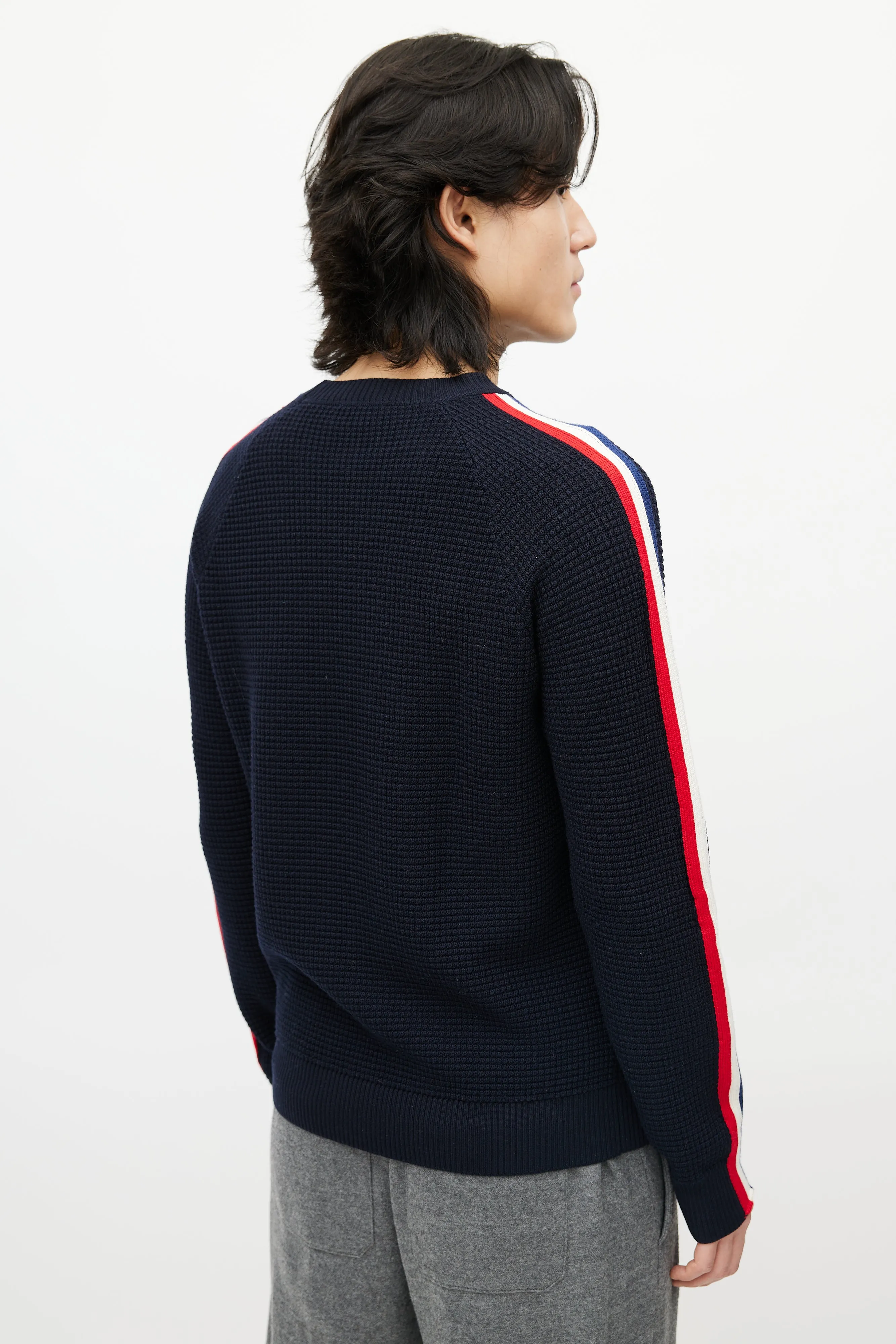 Blue & Multicolour Wool Striped Knit Sweater