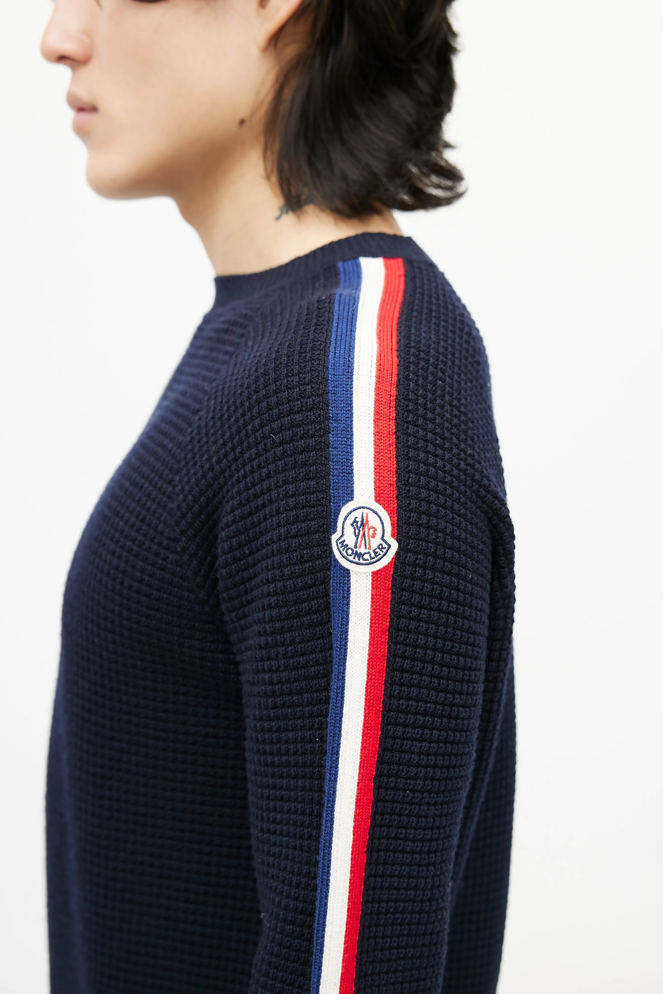 Blue & Multicolour Wool Striped Knit Sweater