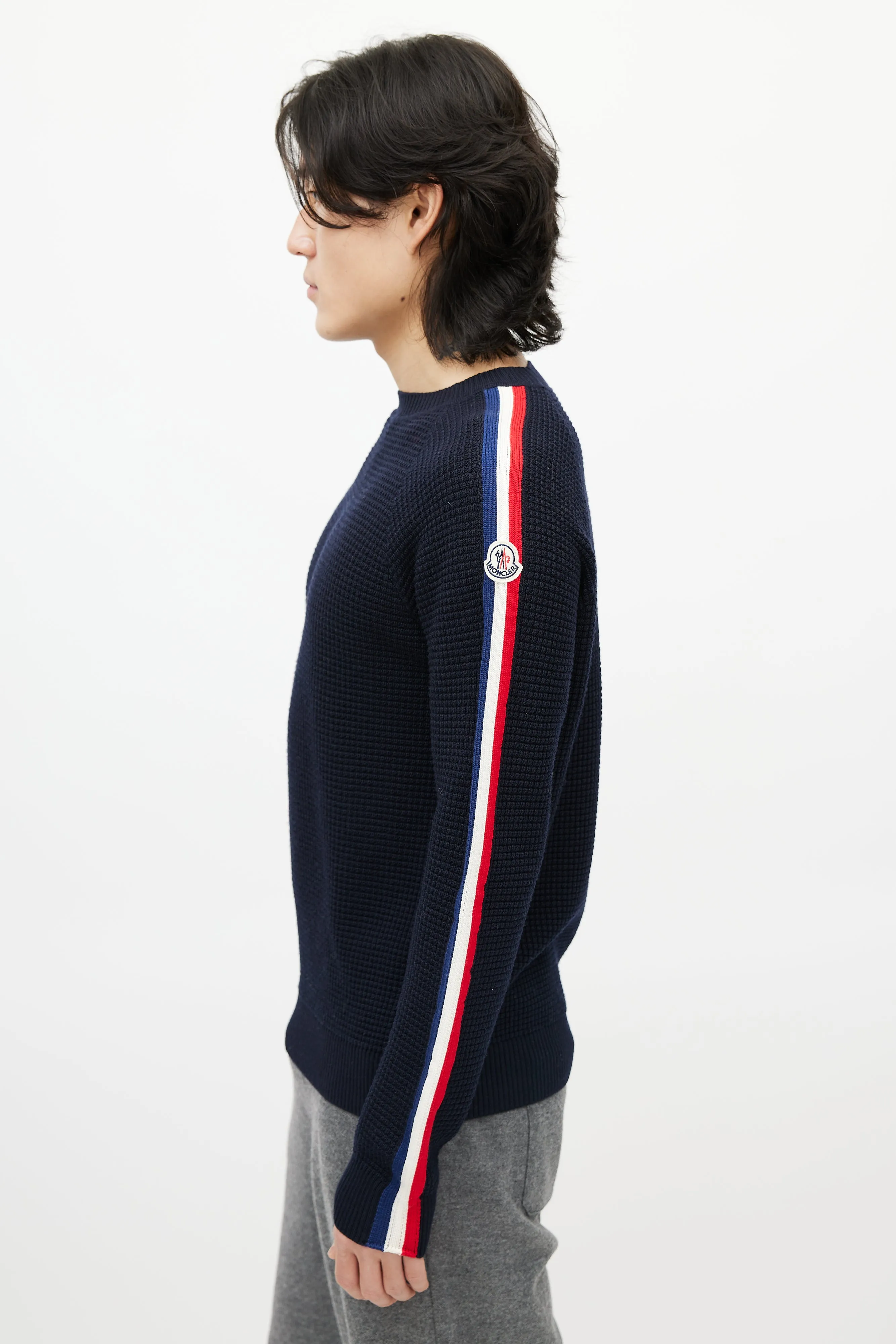 Blue & Multicolour Wool Striped Knit Sweater