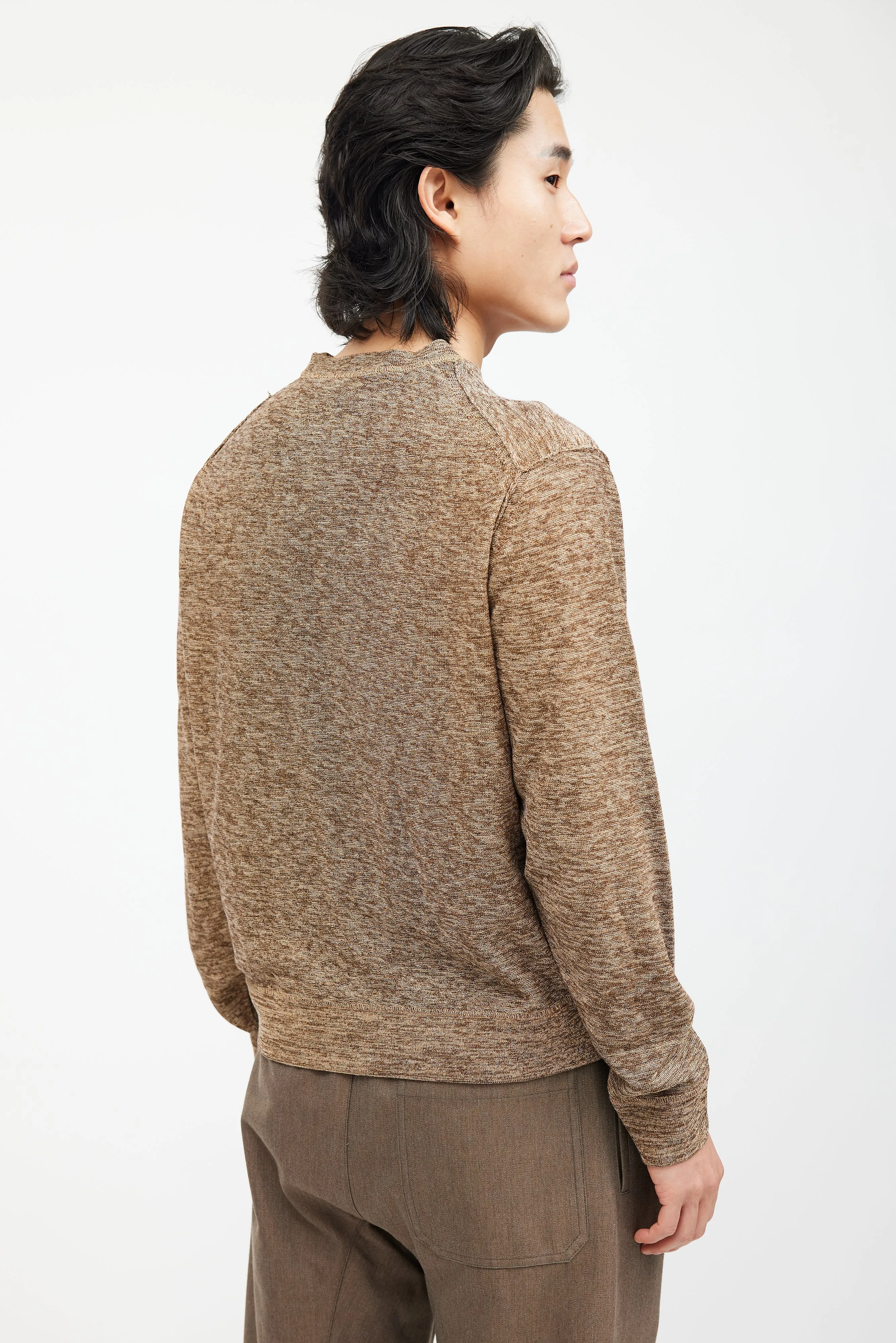 Brown Melange Knit Sweater