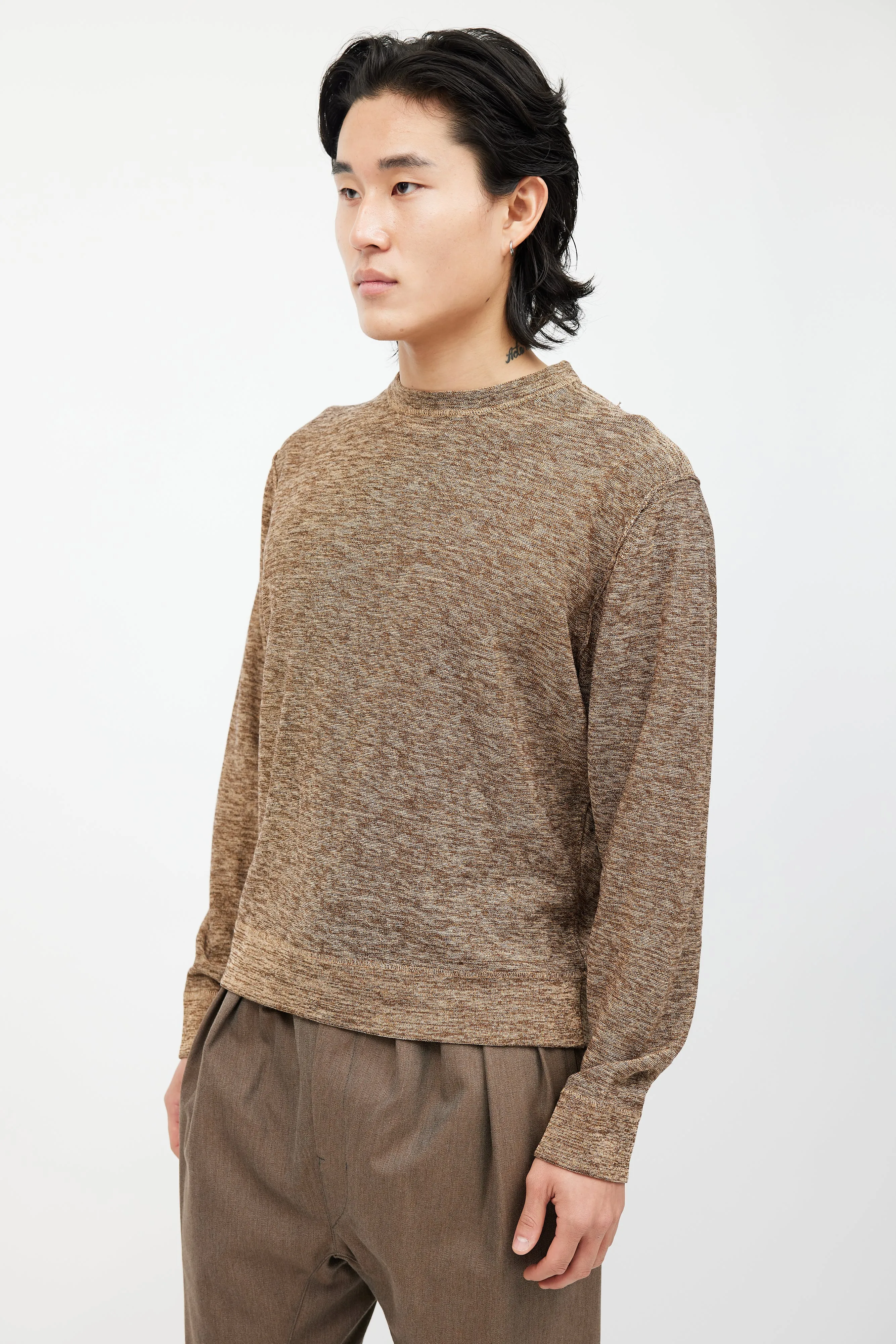 Brown Melange Knit Sweater