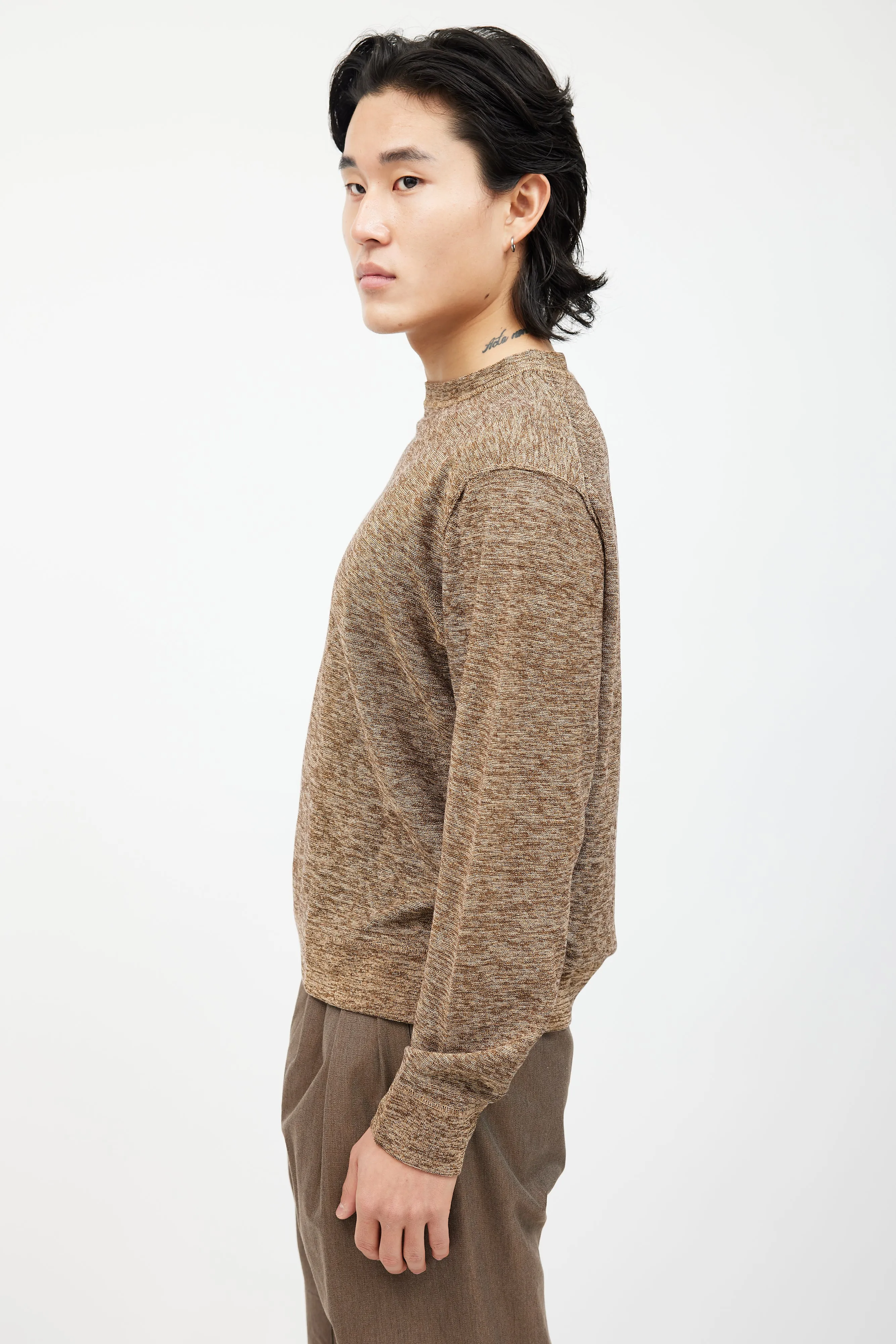 Brown Melange Knit Sweater