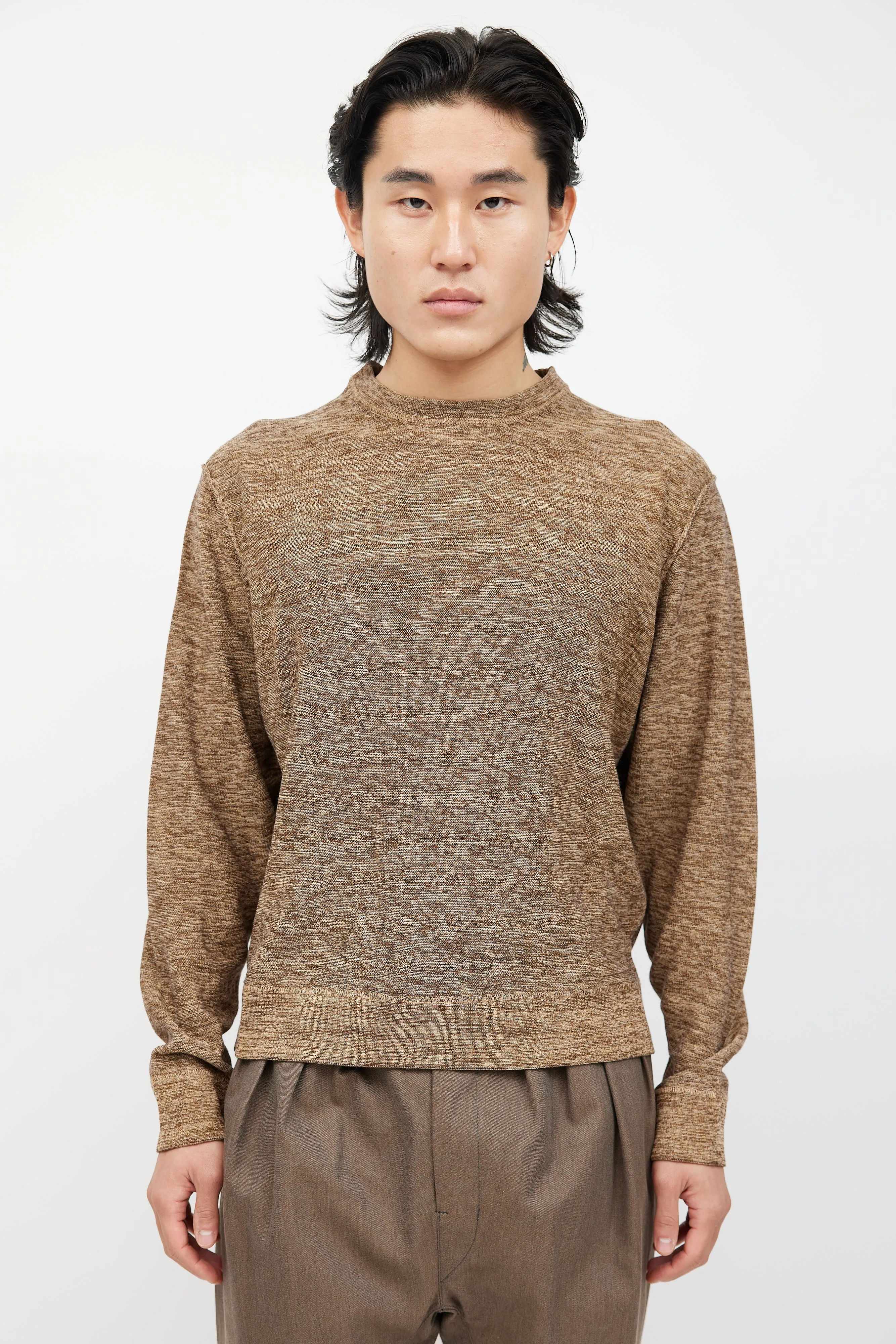 Brown Melange Knit Sweater