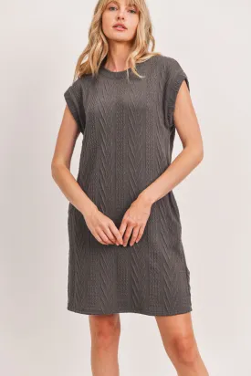 Cable Knit Cap Sleeve Shift Dress