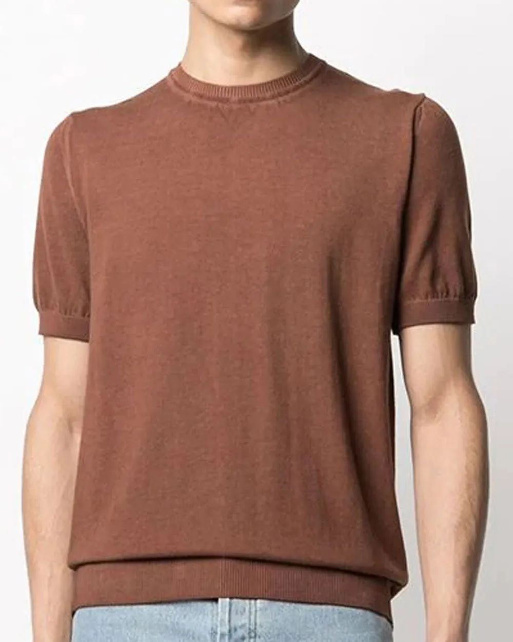 Camel Short Sleeve Knit Sweater