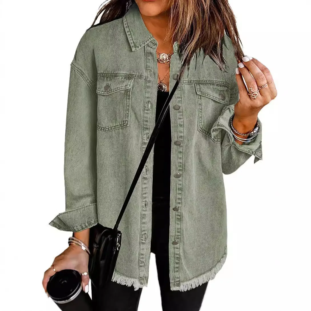 Casual Buttons Down Distressed Denim Jacket