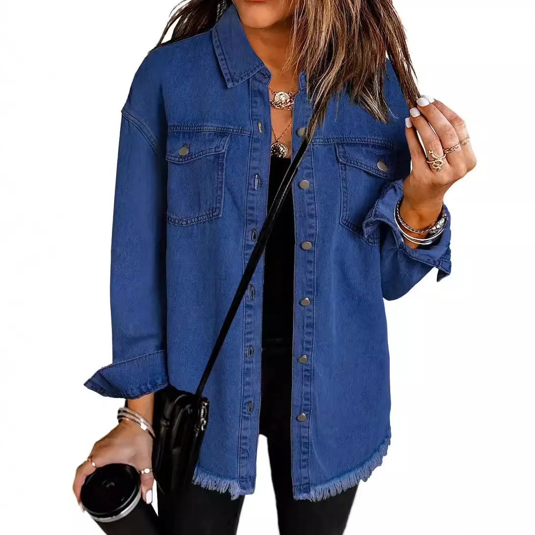 Casual Buttons Down Distressed Denim Jacket