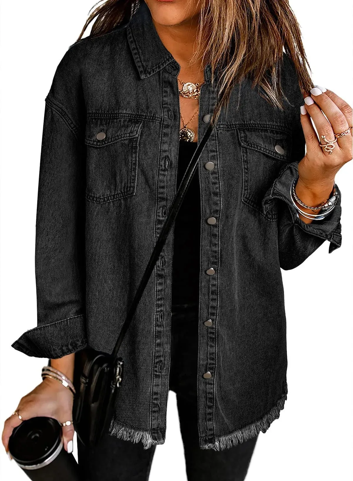 Casual Buttons Down Distressed Denim Jacket