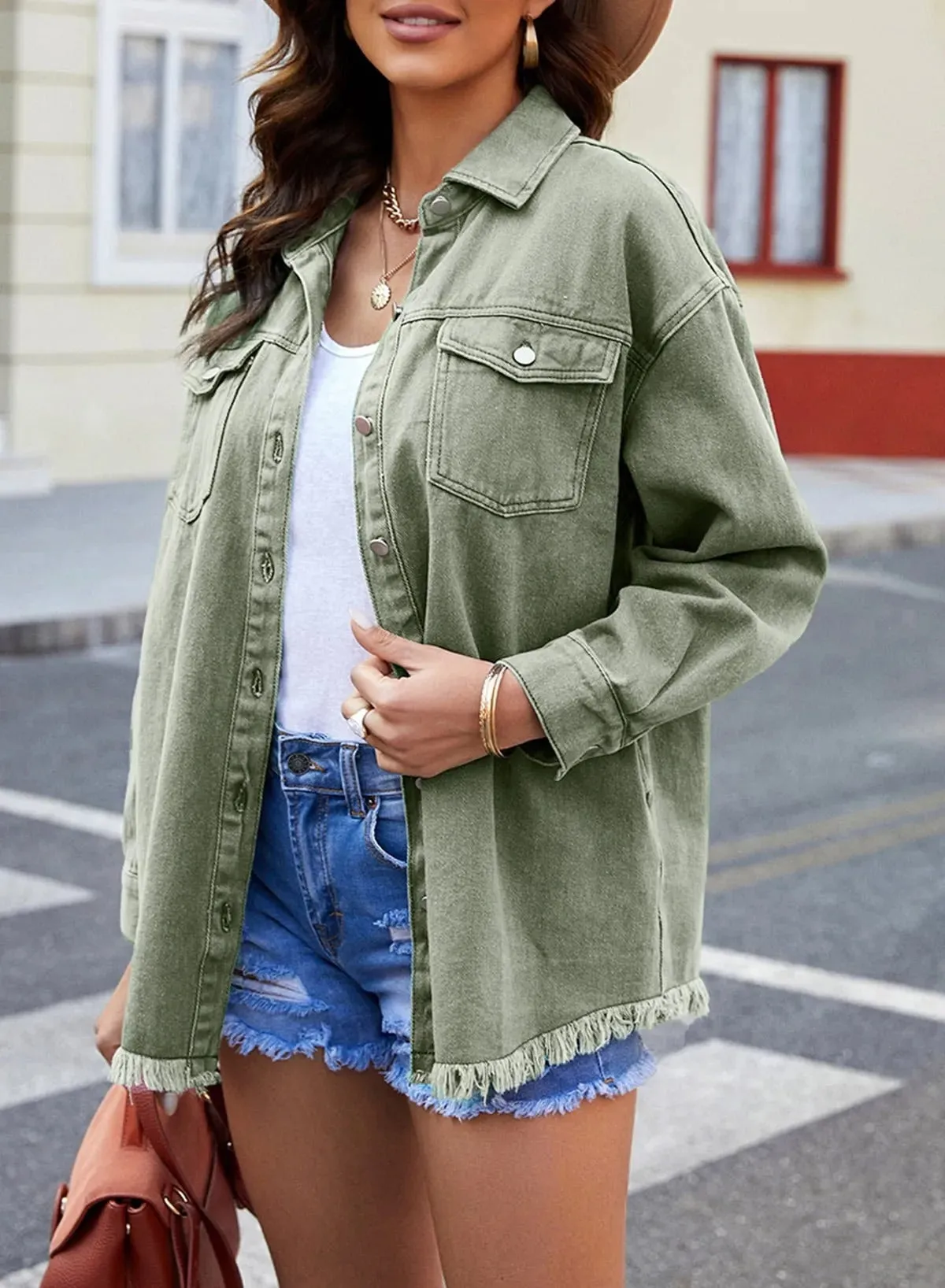 Casual Buttons Down Distressed Denim Jacket