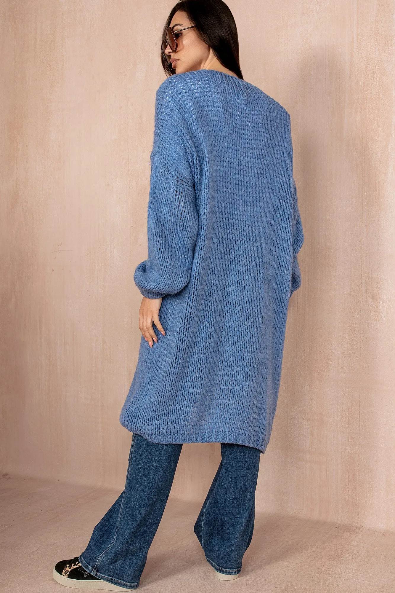 Catherine Blue Chunky Knit Cardigan