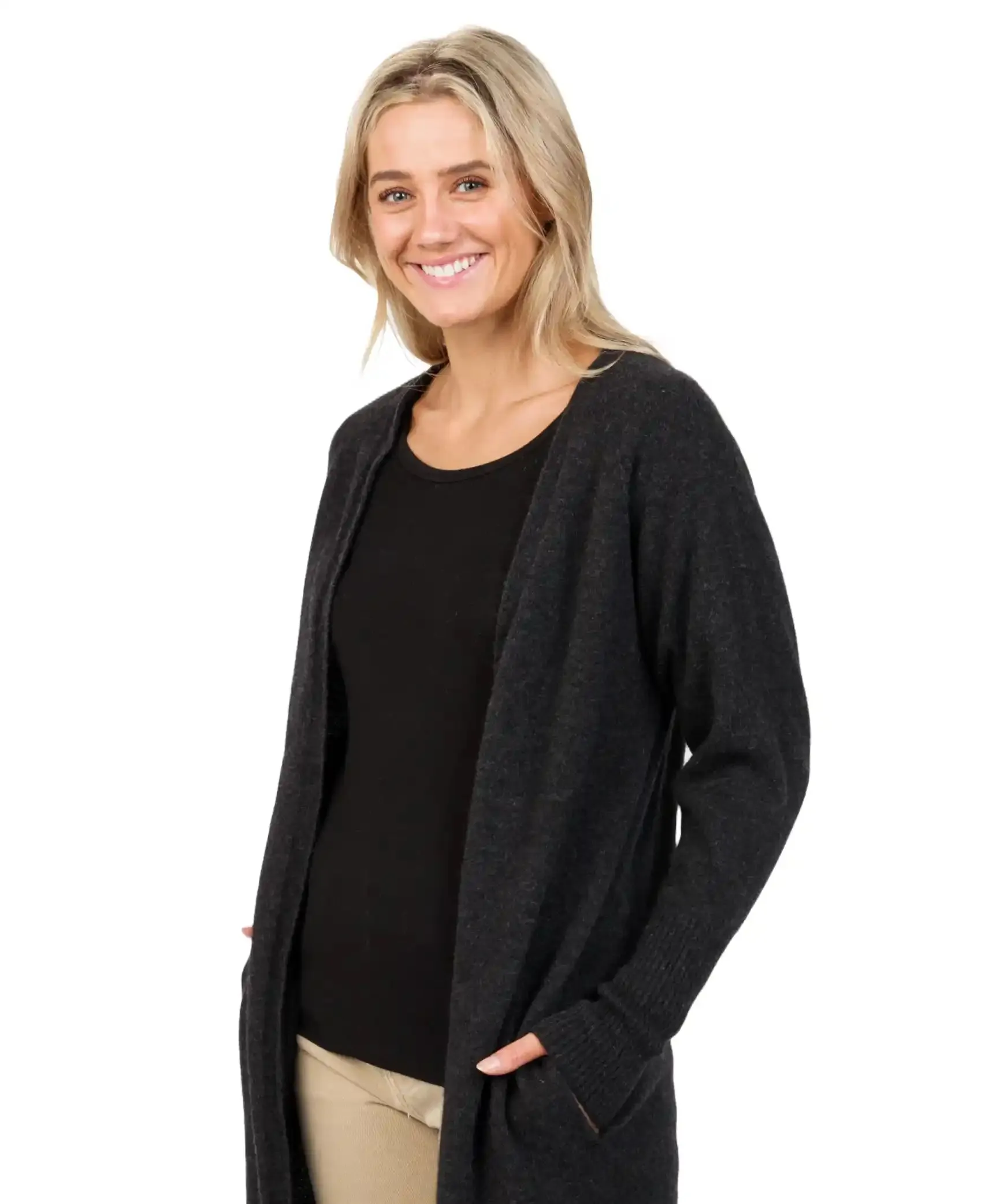 Charcoal Women's Longline Cardigan - NB834