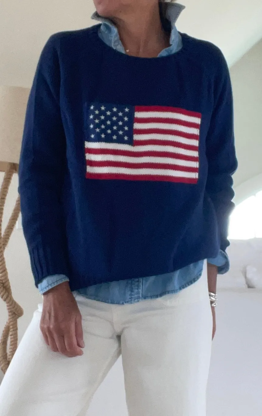 Chunky Campus Flag Sweater - NAVY