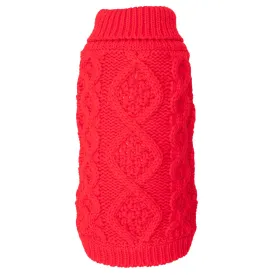 Chunky Knit Turtleneck Dog Sweater Red