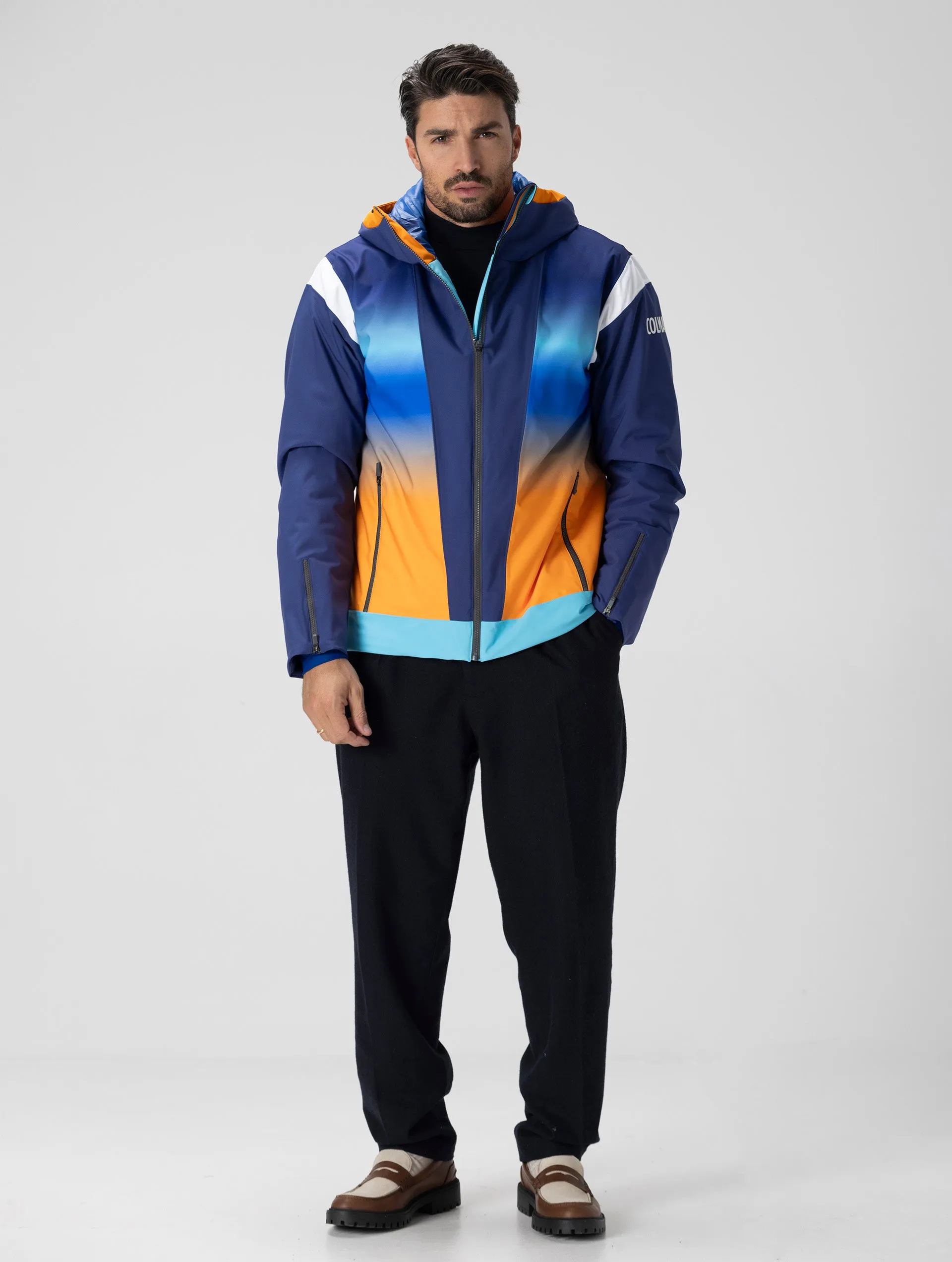 COLMAR JACKET IN BLU ORANGE AND YELLOW