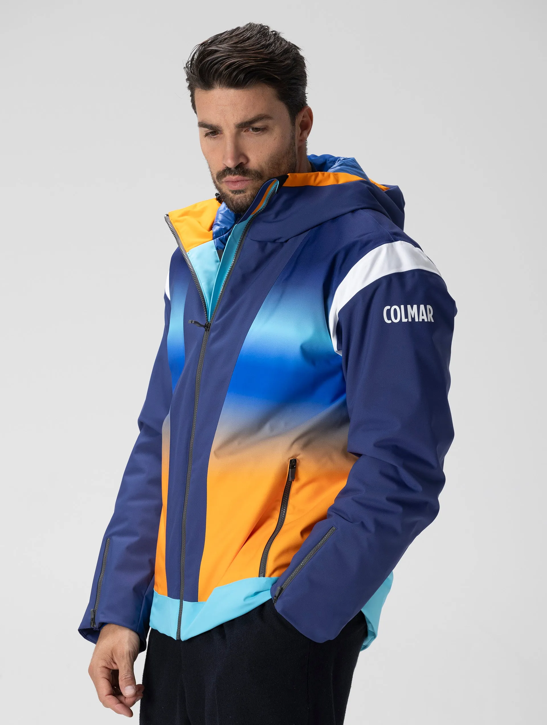 COLMAR JACKET IN BLU ORANGE AND YELLOW