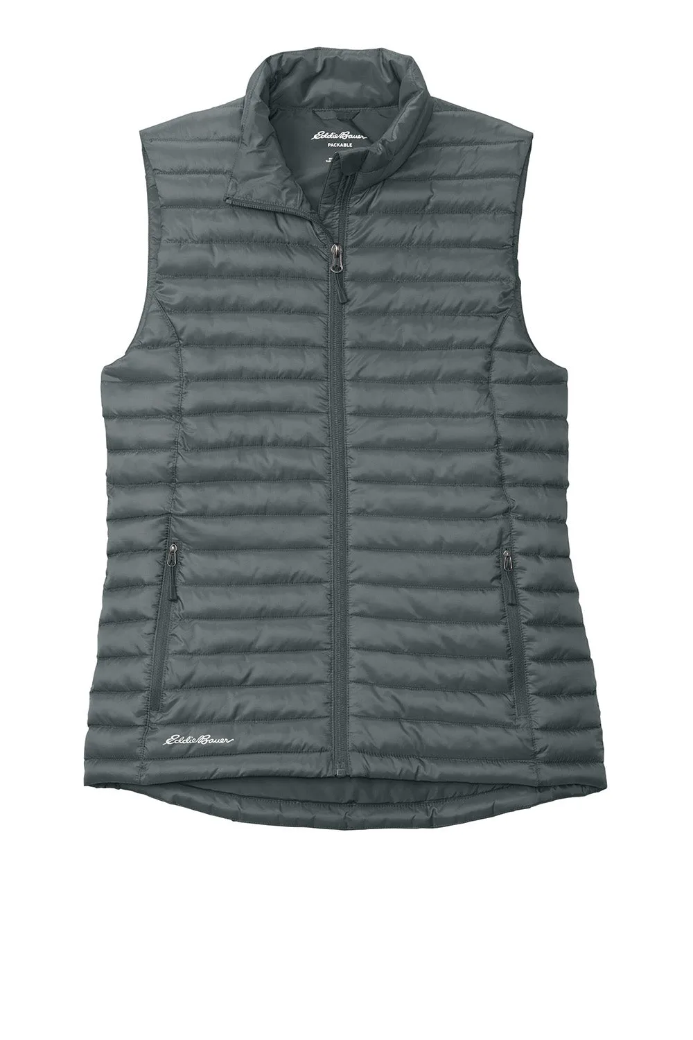 Eddie Bauer Womens Packable Quilted Water Resistant Full Zip Vest - Metal Grey - New