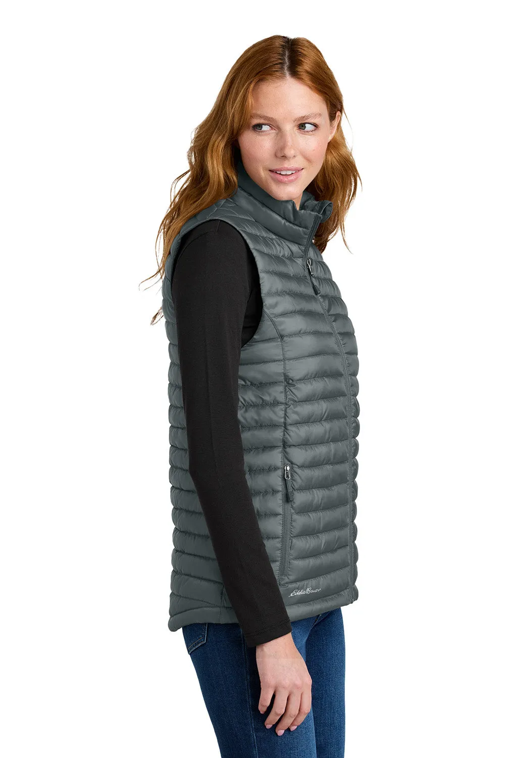 Eddie Bauer Womens Packable Quilted Water Resistant Full Zip Vest - Metal Grey - New