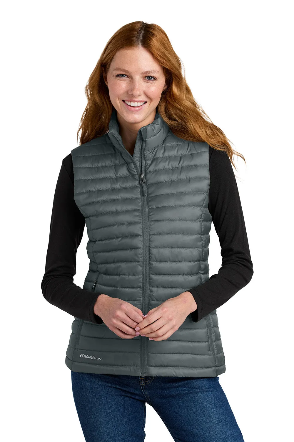 Eddie Bauer Womens Packable Quilted Water Resistant Full Zip Vest - Metal Grey - New