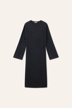 ELEGANCE wool cable knit dress (Grey)