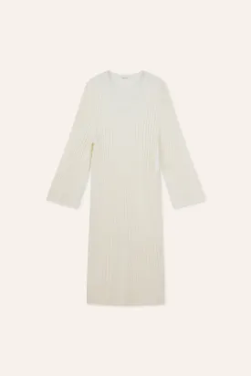 ELEGANCE wool cable knit dress (White)