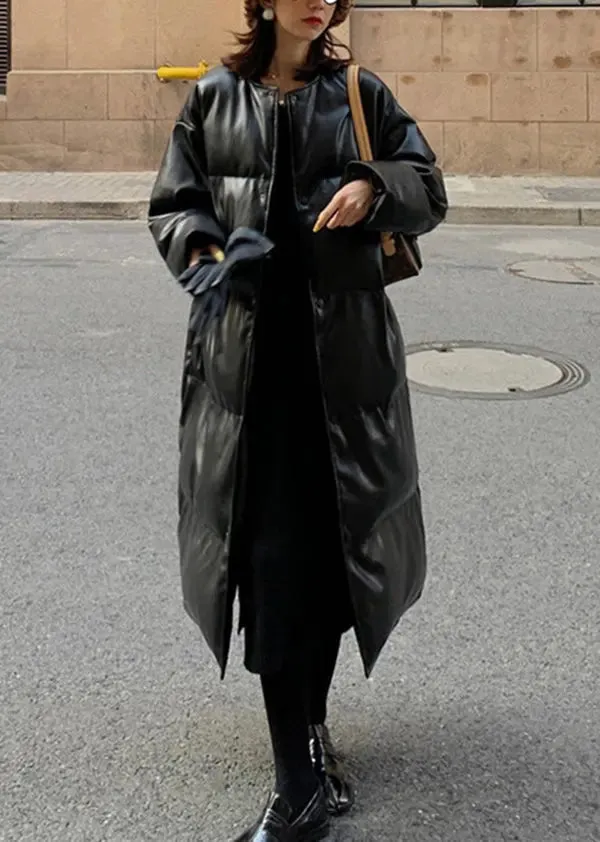 Faux Leather Fine Cotton Filled Winter Coats