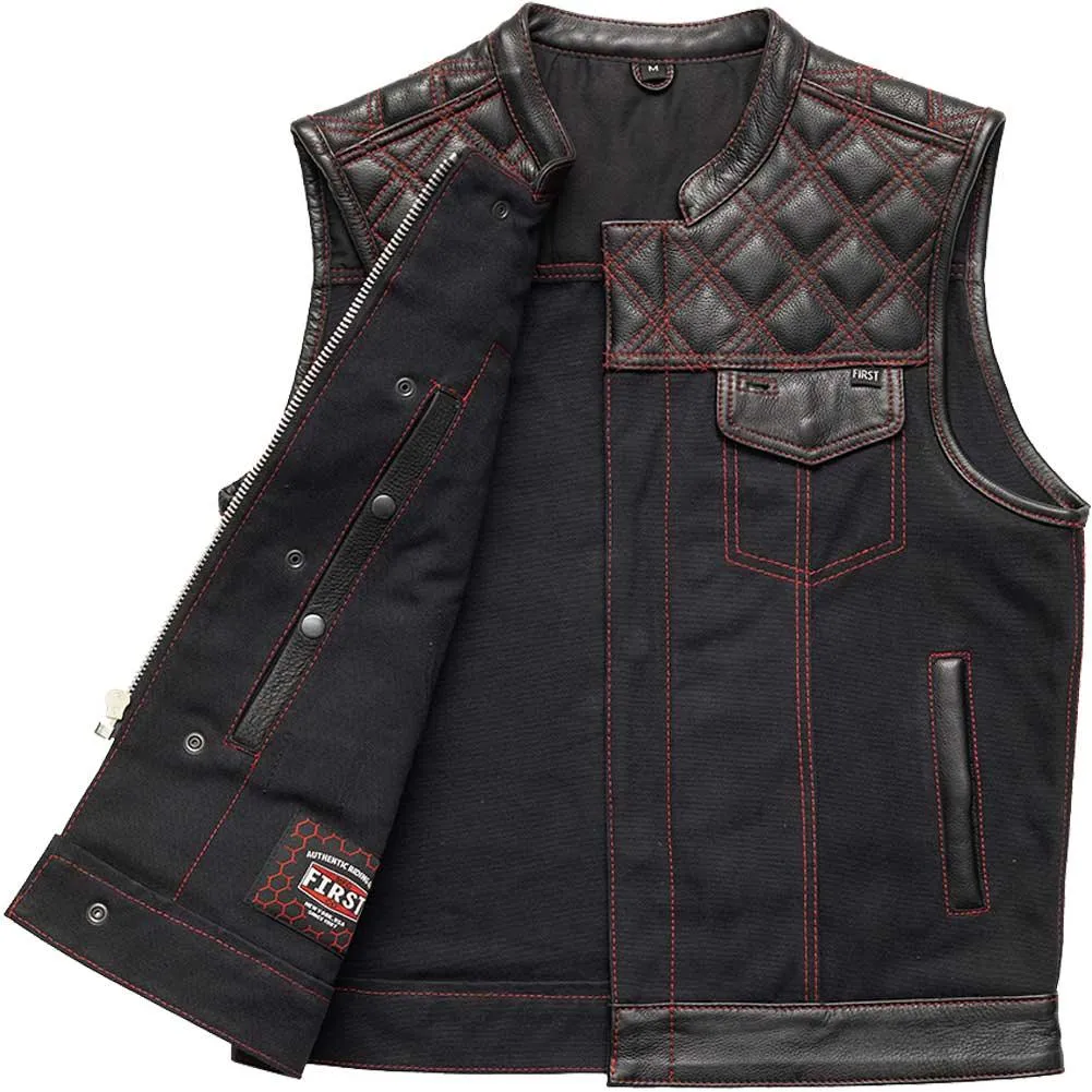 First Mfg Mens Hunt Club Diamond Quilt Leather Vest