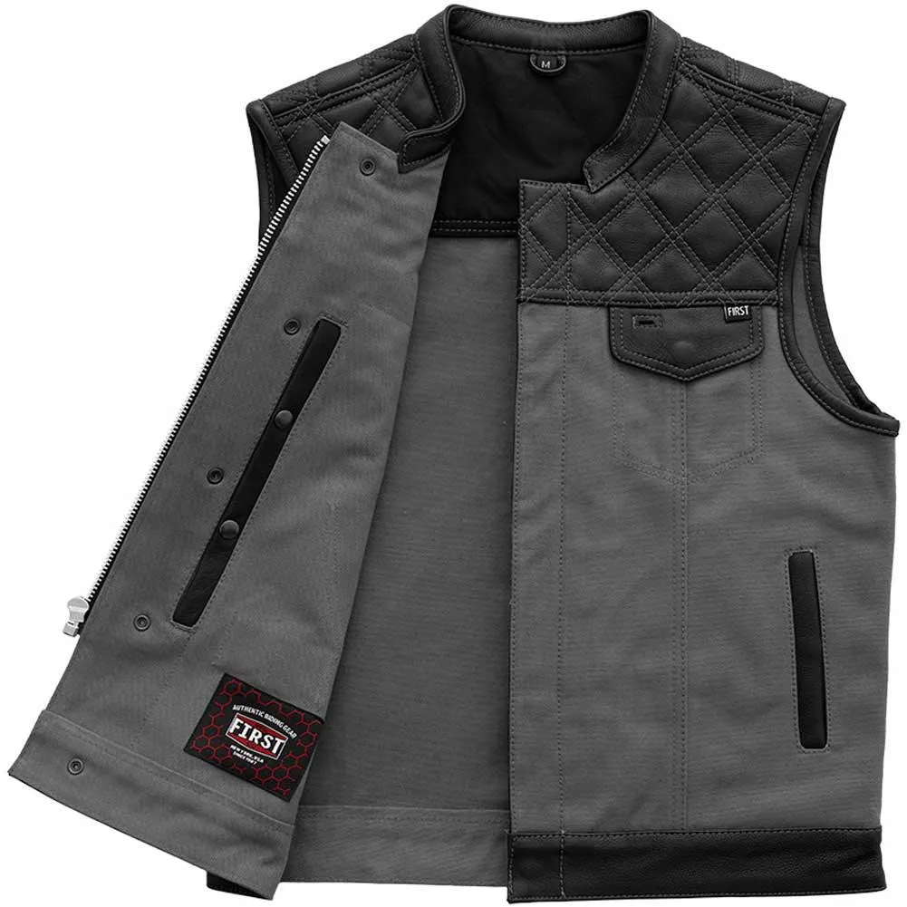 First Mfg Mens Hunt Club Diamond Quilt Leather Vest