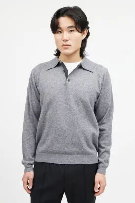 Grey Cashmere Knit Polo