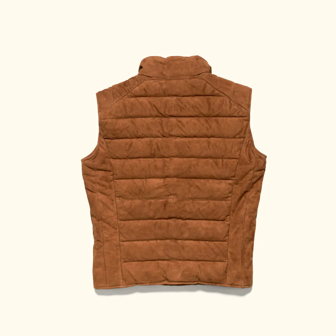 Jackson Suede Leather Down Vest | Caramel