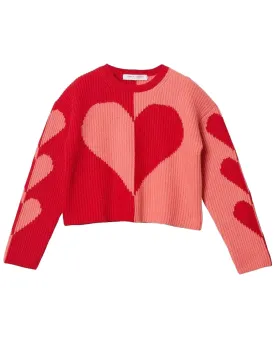 Lacquer Crew Neck Heart Intarsia Pullover