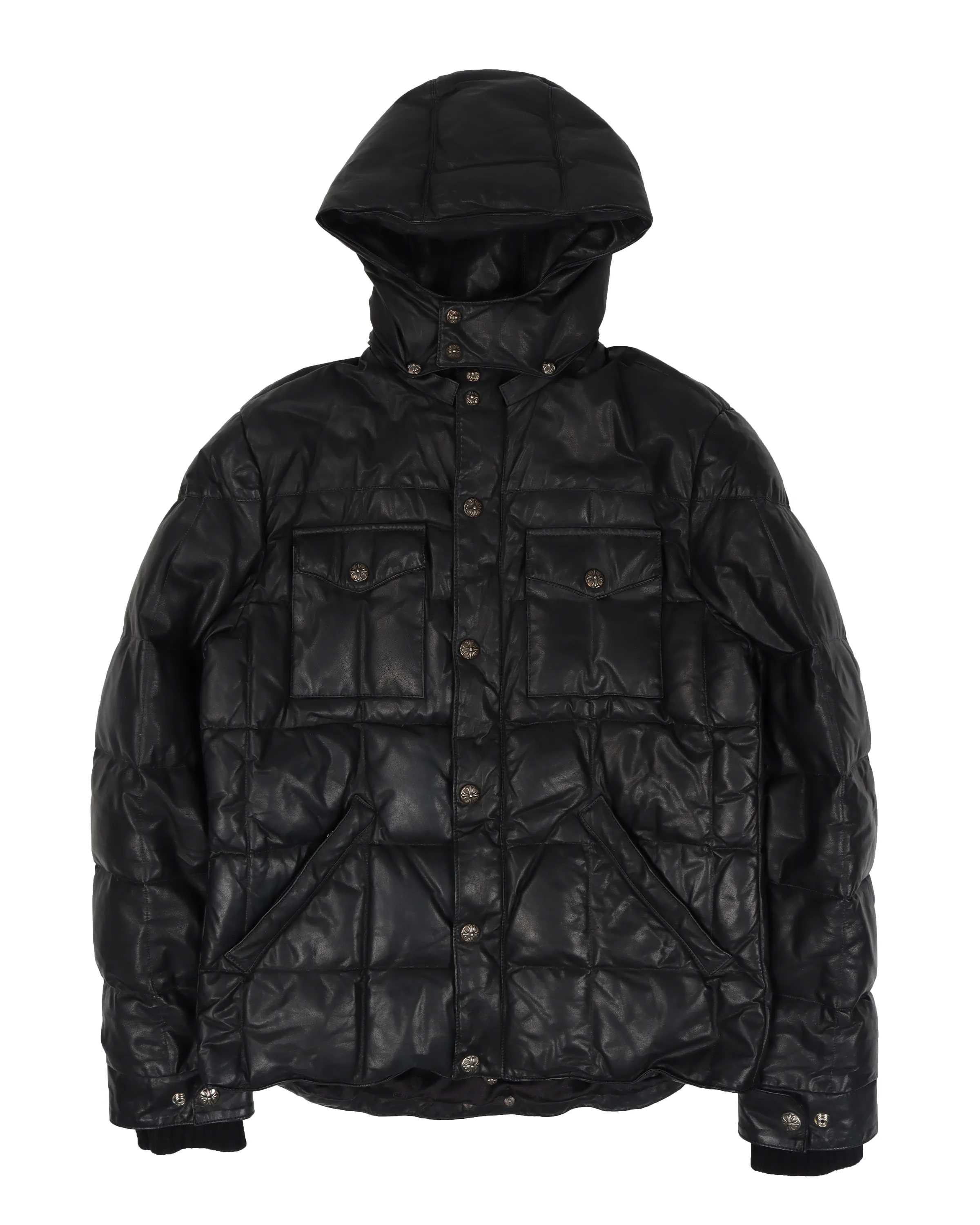 Leather Puffer Down Jacket