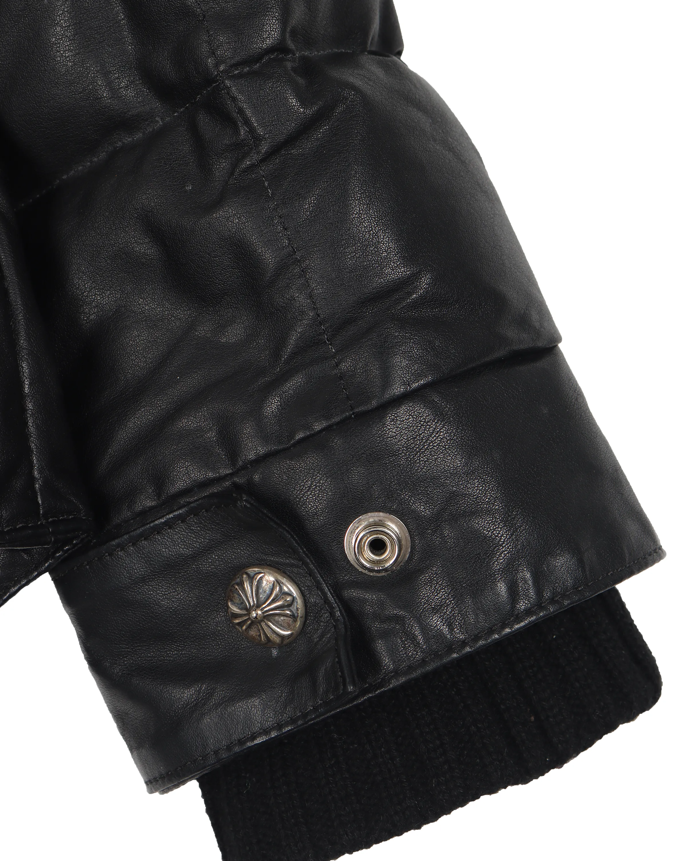 Leather Puffer Down Jacket